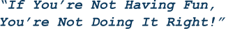 “If You’re Not Having Fun,  You’re Not Doing It Right!”